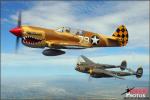 Curtiss P-40N Warhawk   &  P-38J Lightning - Air to Air Photo Shoot - April 25, 2012